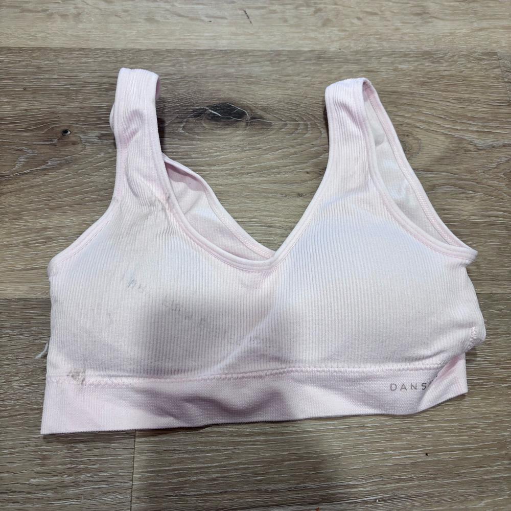 Danskin Intimates Ribbed Sports Bra Light Pink Size Medium Style 2108-189